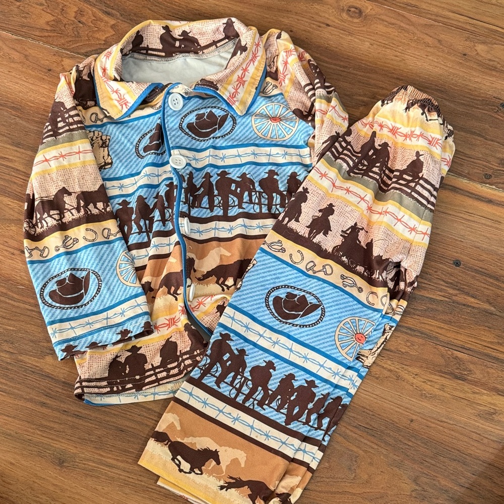 Cowboy Print Kids Pajamas
